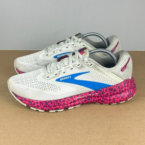 Brooks Shoes - Brooks Adrenaline GTS 22 Athletic Running Shoes Womens 8 Blue Pink Leopard